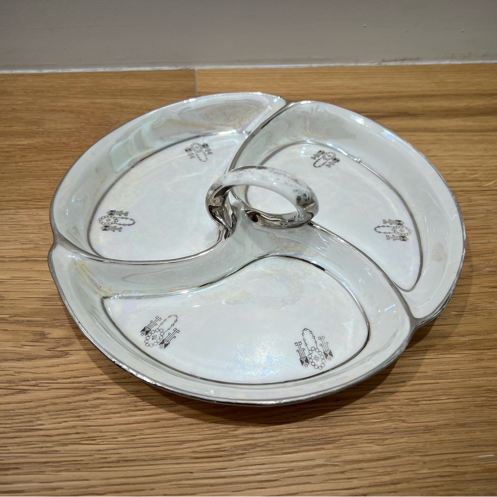 Vintage Prov Saxe Hand painted porcelain divided plate or candy dish Germany - Picture 12 of 13